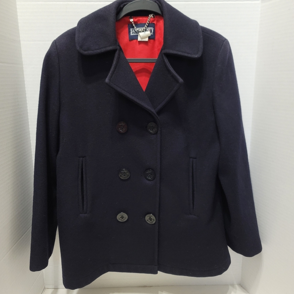 Vintage Navy 100% Wool coat Women's Sz10 Luxury Winter Nautical Preppy Heritage